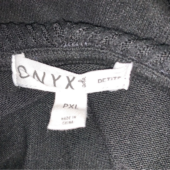 Black Folded Collar Flowy Blouse Women’s PXL Knit Shirt Long Sleeve Top by Onyx - Picture 4 of 8